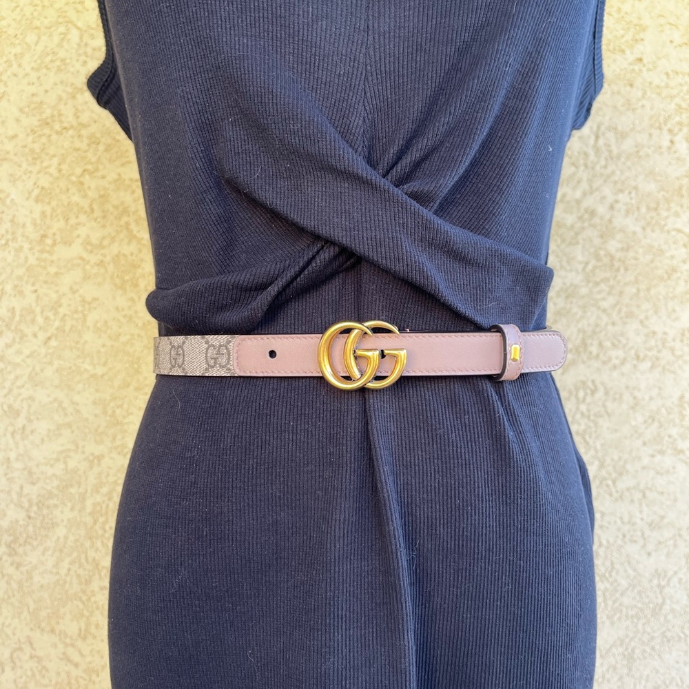 Gucci Marmont GG Supreme Thin Monogram Belt Size XS/S - Picture 2 of 10